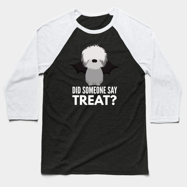 Bearded Collie Halloween Trick or Treat Baseball T-Shirt by DoggyStyles